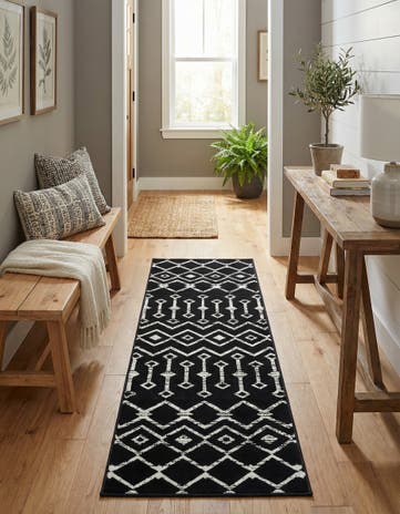 Black Kasbah Trellis Runner Rug