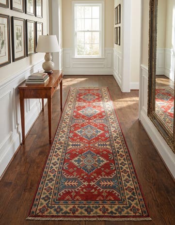 2' 7 x 9' 9 Hand Knotted Kazak Runner Rug