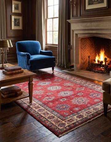 4' 3 x 6' Hand Knotted Kazak Rug