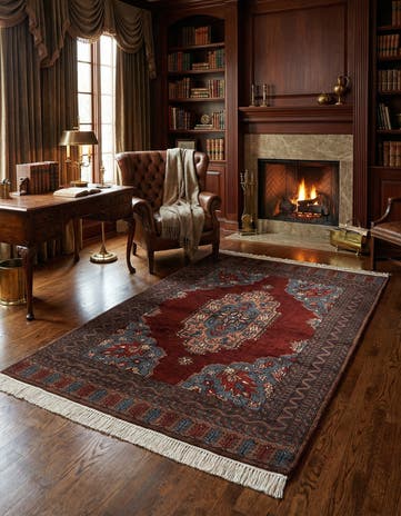 4' 1 x 6' 1 Hand Knotted Bokhara Oriental Wool Rug
