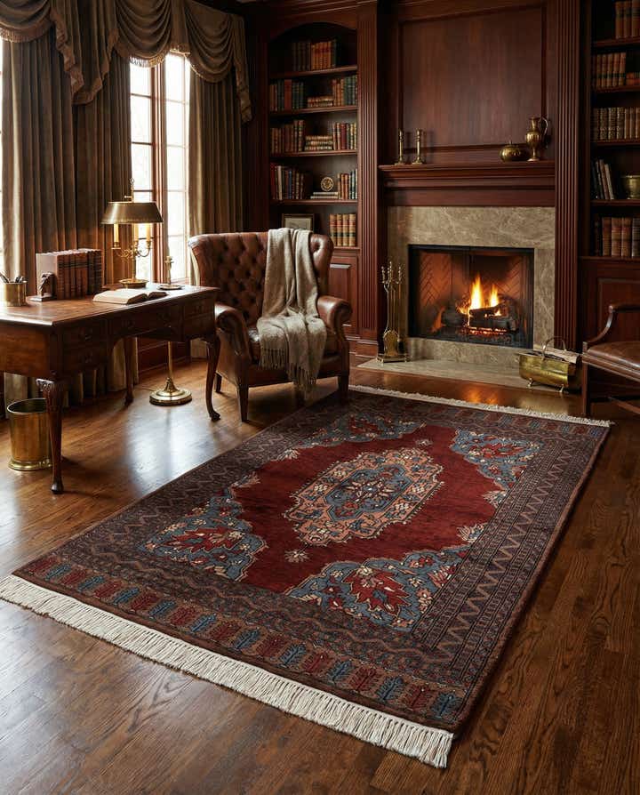 4' 1 x 6' 1 Hand Knotted Bokhara Oriental Wool Rug