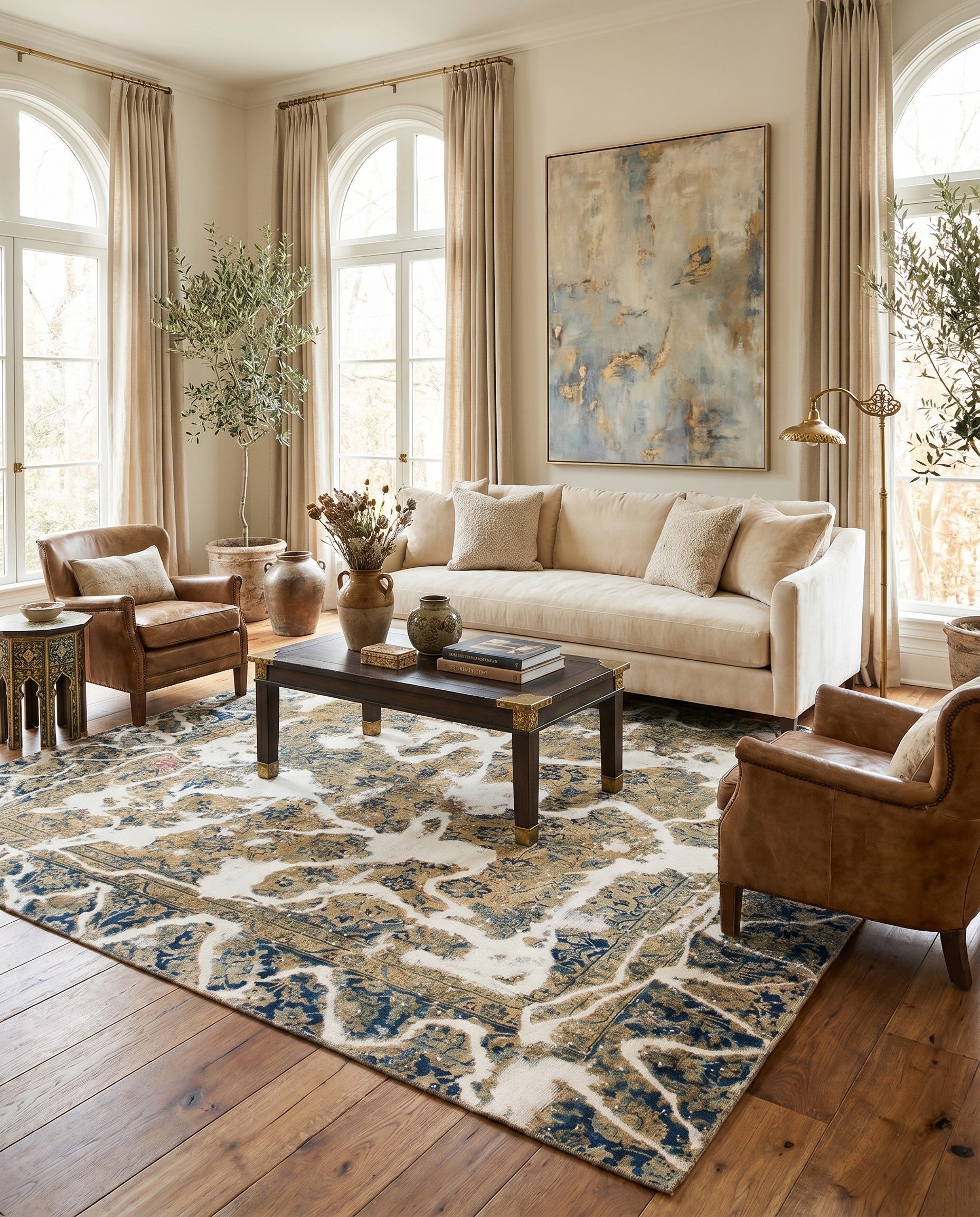 6' 6 x 7' 8 Hand Knotted Ultra Vintage Persian Wool Square Rug