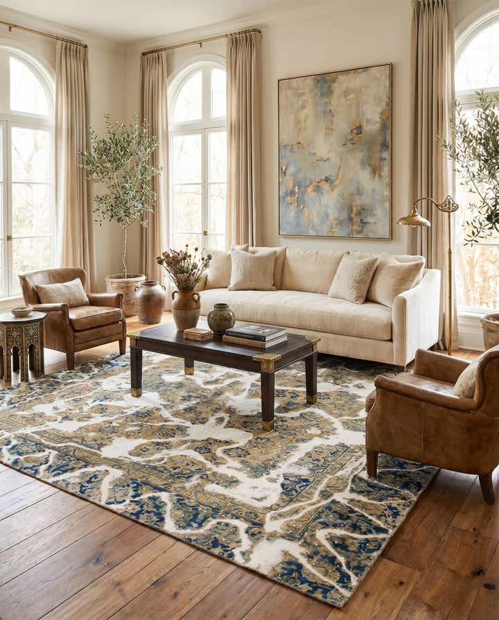6' 6 x 7' 8 Hand Knotted Ultra Vintage Persian Wool Square Rug