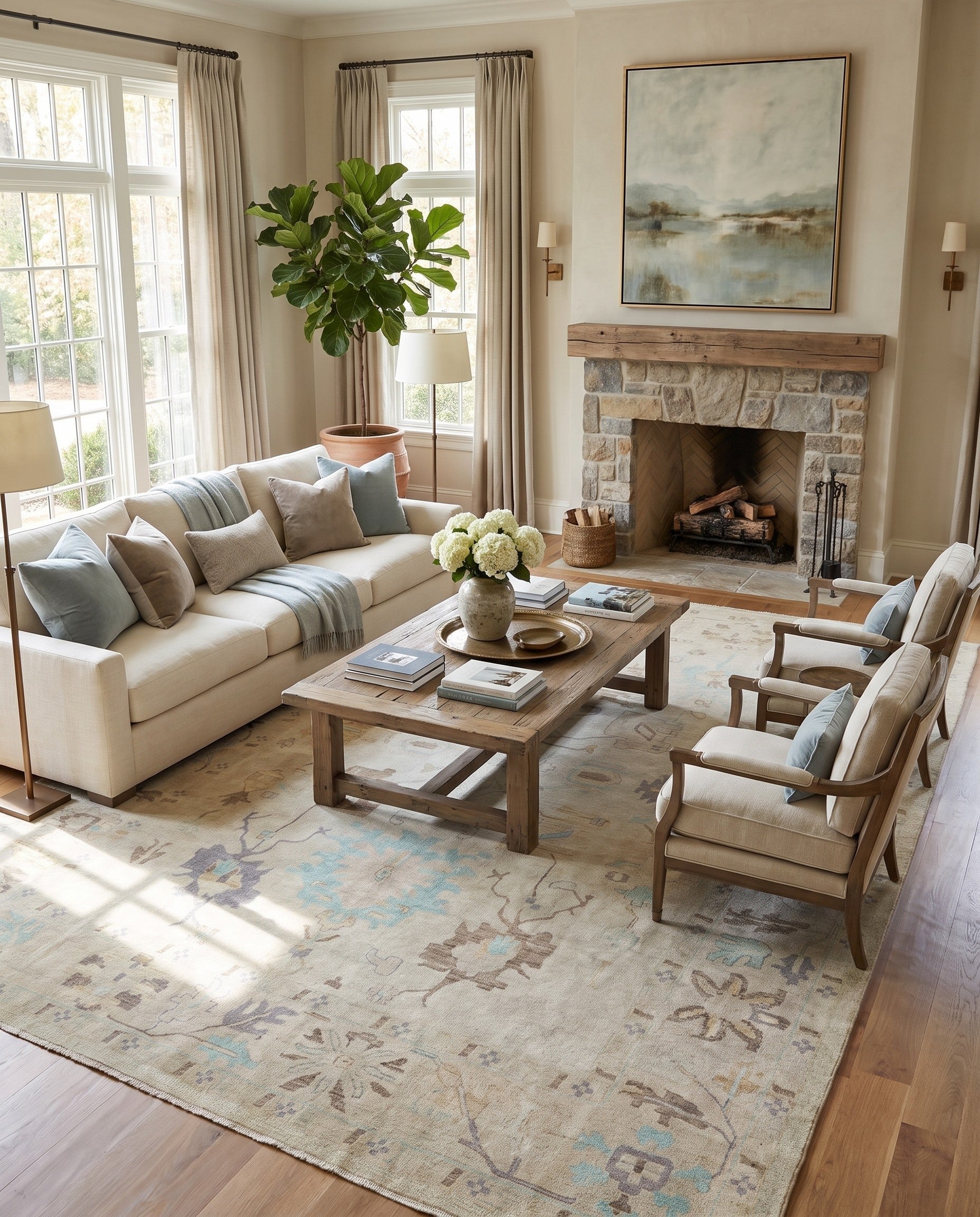 10' 4 x 13' 11 Hand Knotted Oushak Wool Rug