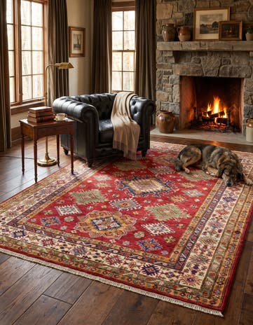 5' 2 x 6' 9 Hand Knotted Kazak Rug