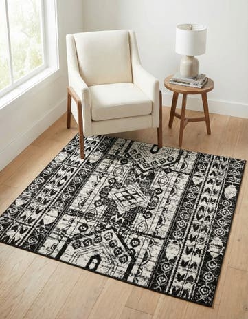 Black and White Oregon Square Rug