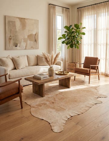 5' 11 x 7' 1 Cowhide Leather Rug