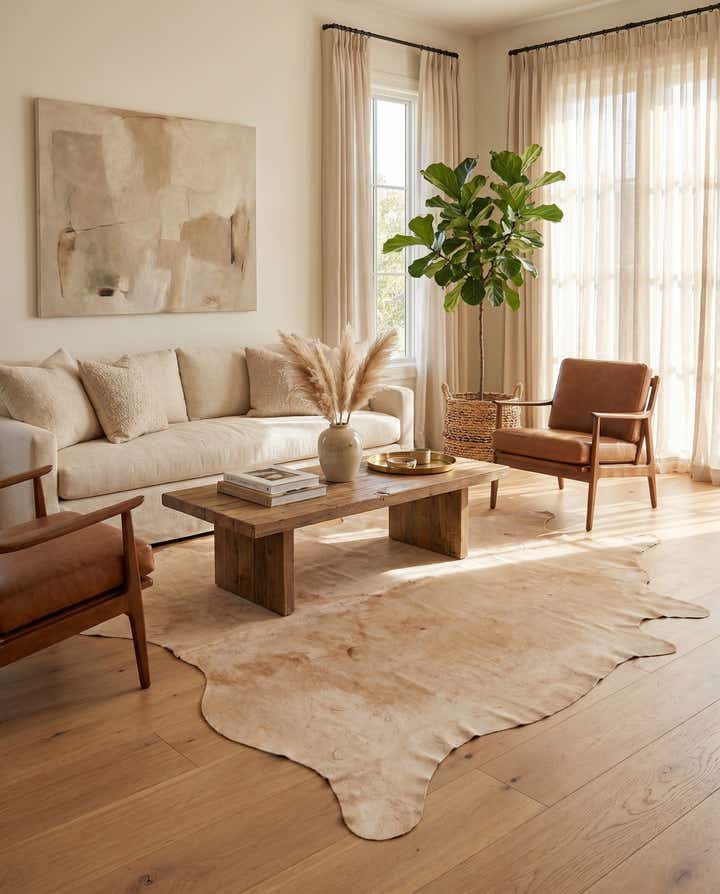 5' 11 x 7' 1 Cowhide Leather Rug