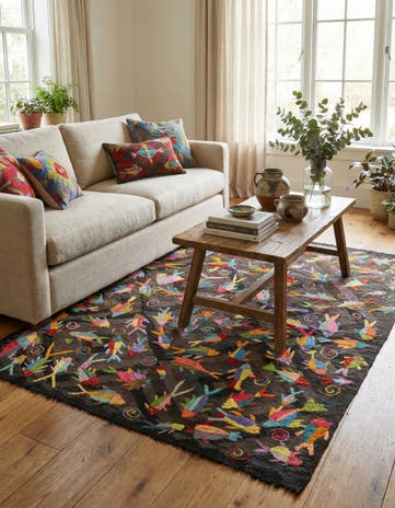 4' 10 x 6' 1 Hand Woven Kilim Suzani Wool Rug