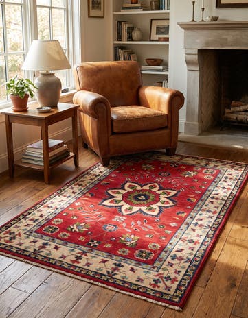 3' 2 x 4' 11 Hand Knotted Kazak Rug