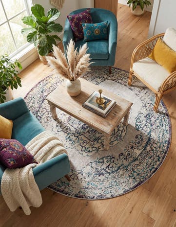 Gray Amulet Round Rug