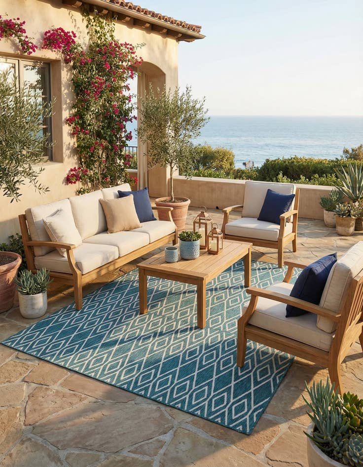 Detail image of 7' 10 x 10' Washable Jill Zarin Turks and Caicos Indoor / Outdoor Rug