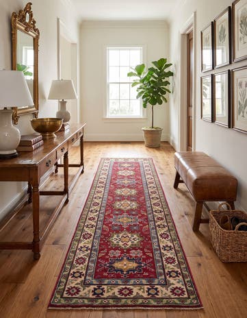 2' 7 x 9' 8 Hand Knotted Kazak Runner Rug