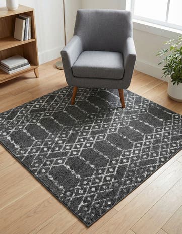 Charcoal Gray Paxon Trellis Square Rug