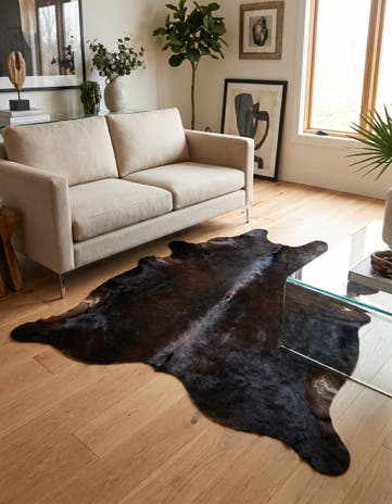 5' 3 x 5' 10 Cowhide Leather Square Rug