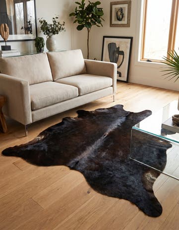 5' 3 x 5' 10 Cowhide Leather Square Rug