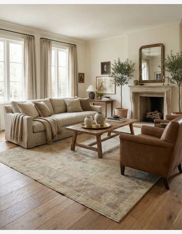 8' x 9' 9 Hand Knotted Oushak Wool Rug