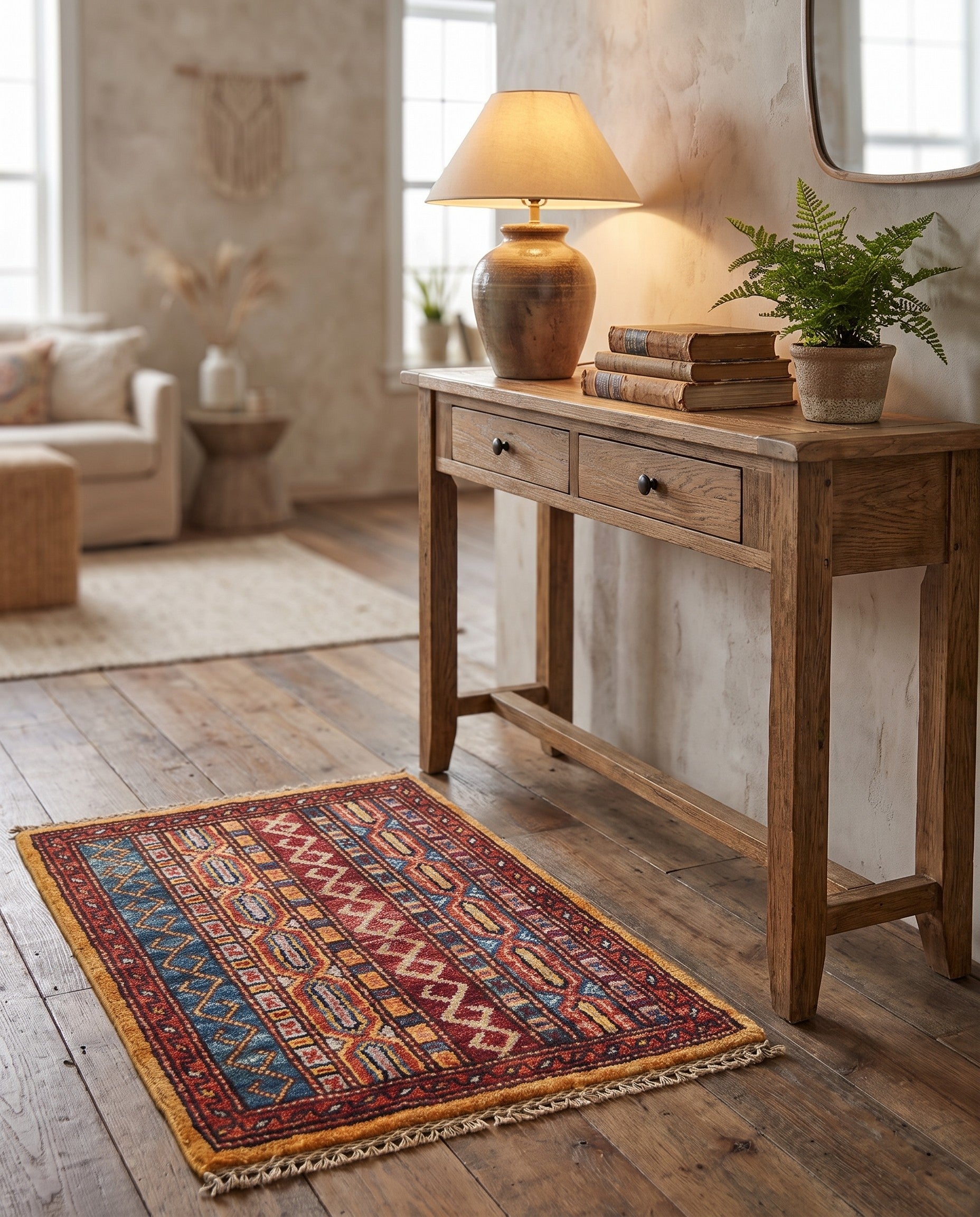 1' 4 x 2' Hand Knotted Ziegler Rug