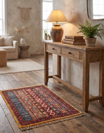 1' 4 x 2' Hand Knotted Ziegler Rug