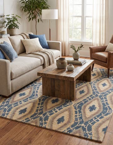 5' x 6' 5 Hand Knotted Ikat Rug