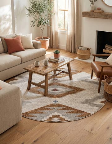 7' x 7' Eco Southwestern Round Rug