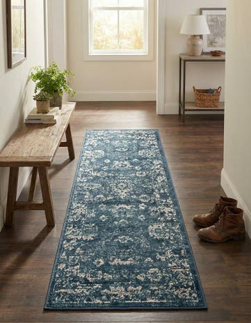 Navy Blue Charleston Runner Rug