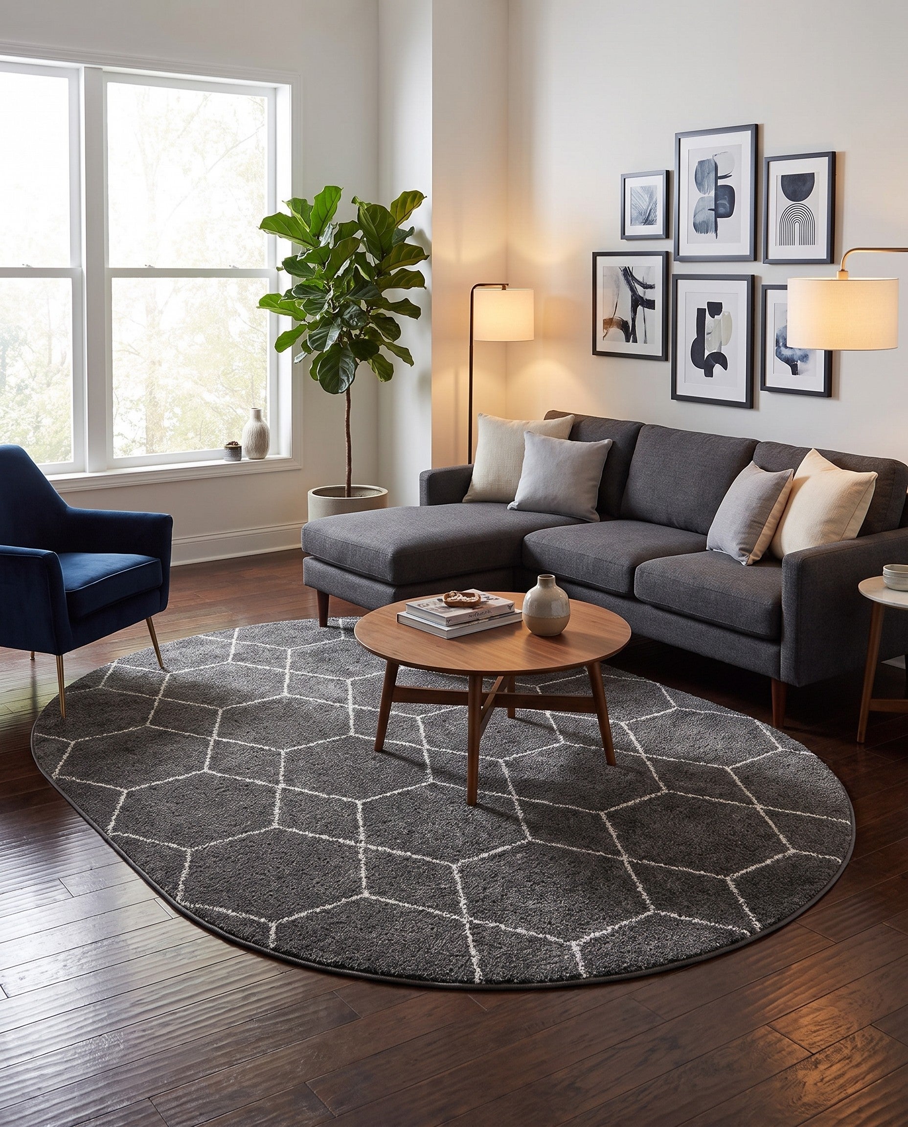 240cm x 305cm Trellis Frieze Oval Rug
