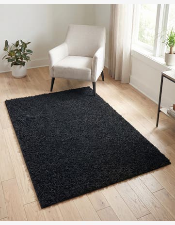 Jet Black Comfort Solid Shag Rug