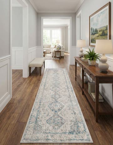 Ivory and Gray Finsbury Runner Rug