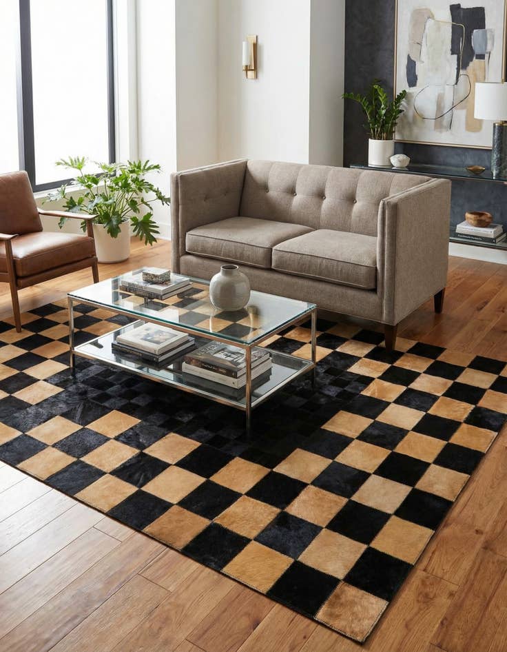 Detail image of 5' 1 x 8' 1 Cowhide - Patchwork Rug