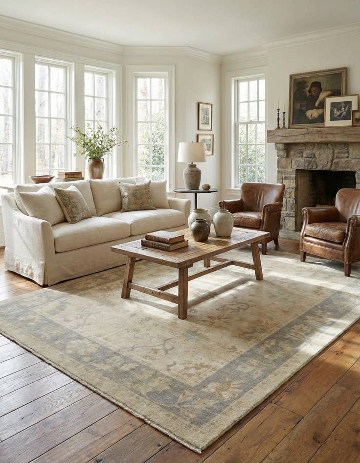 Detail image of 9' 2 x 11' 7 Hand Knotted Oushak Wool Rug