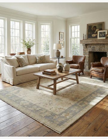 9' 2 x 11' 7 Hand Knotted Oushak Wool Rug