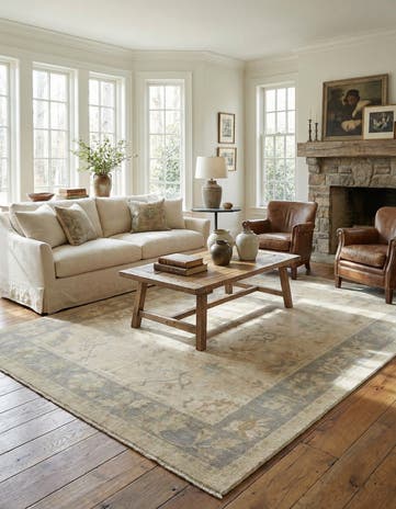 9' 2 x 11' 7 Hand Knotted Oushak Wool Rug