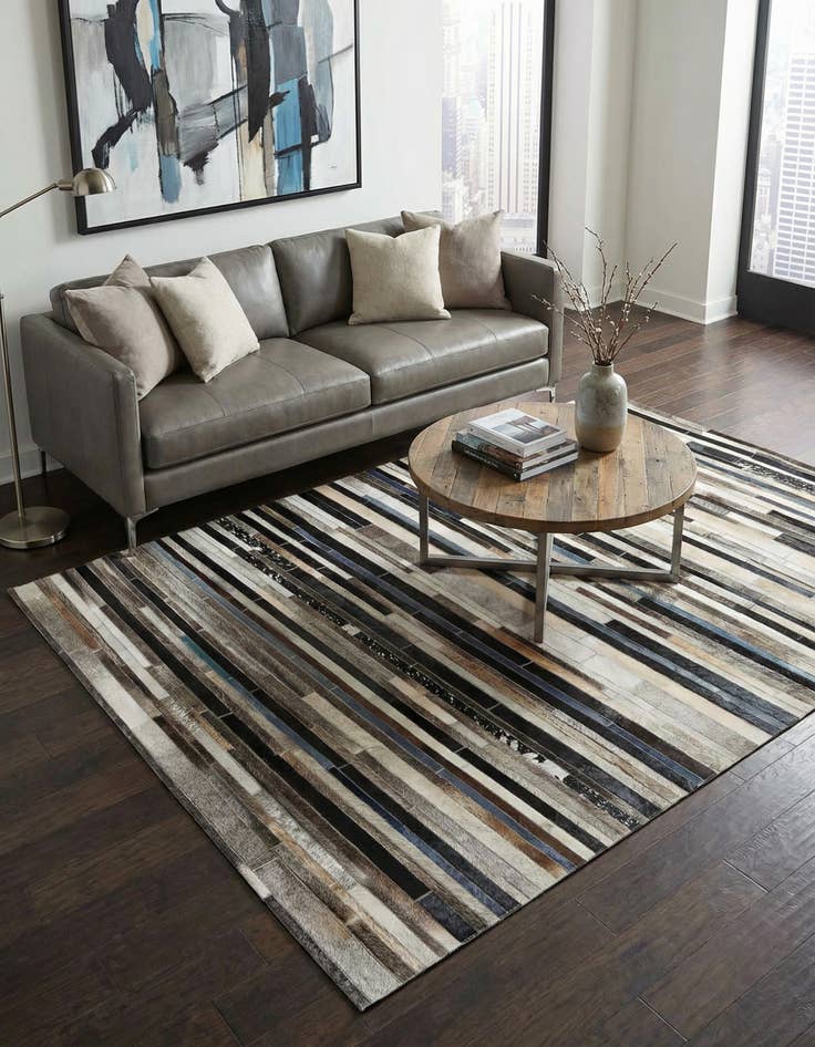 Detail image of 5' 1 x 7' 11 Cowhide Stocks Rug