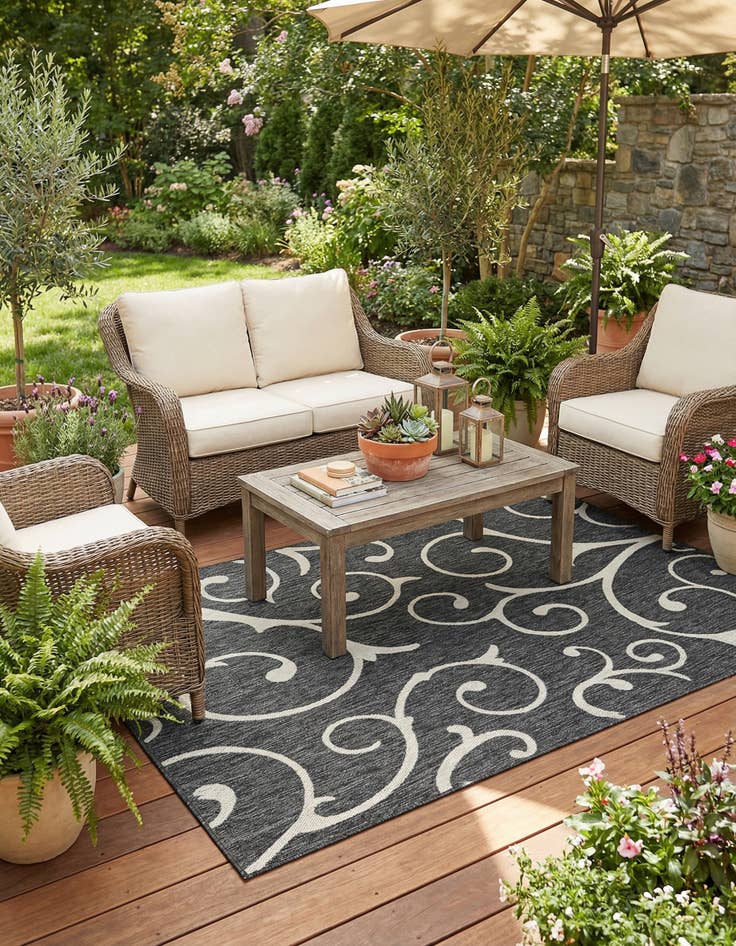 Detail image of 5' 3 x 8' Washable Botanical Indoor / Outdoor Rug