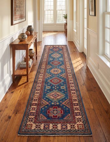 80cm x 300cm Hand Knotted Kazak Runner Rug