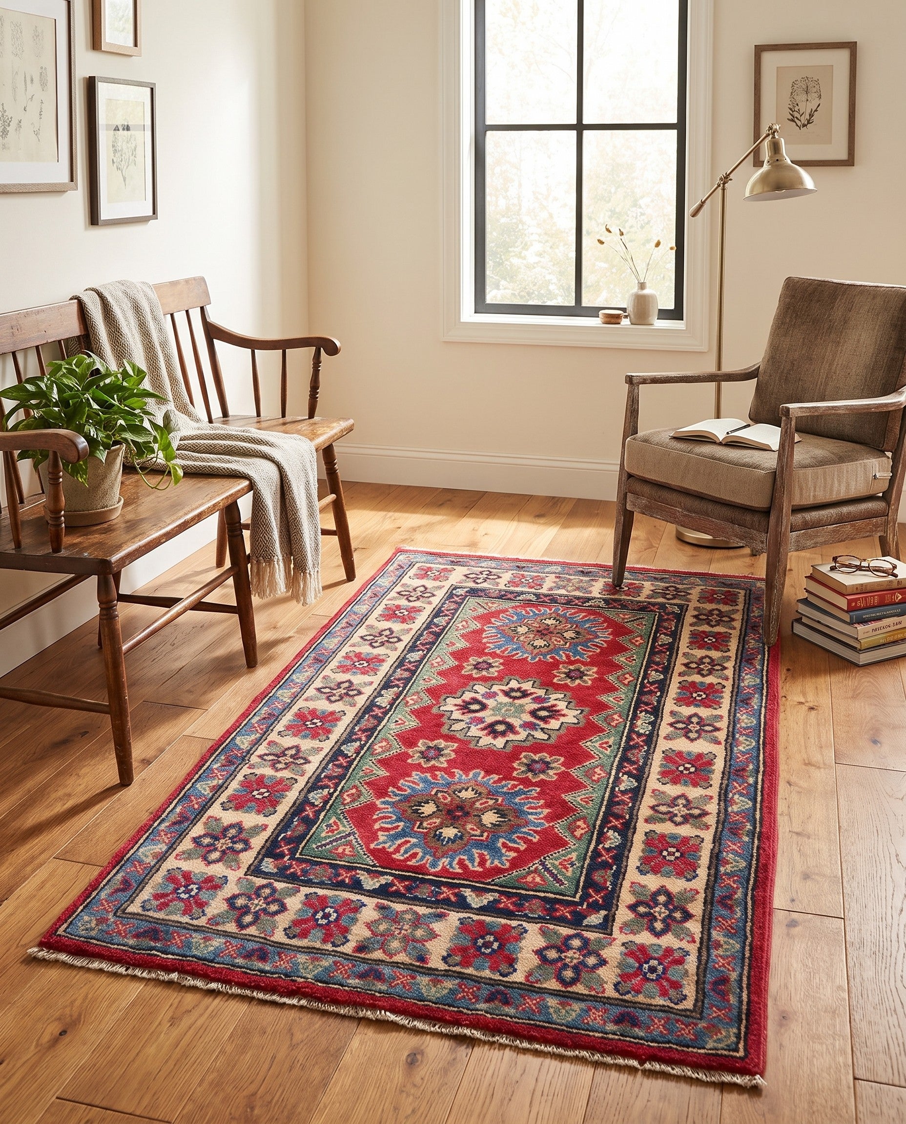 2' 7 x 4' 7 Hand Knotted Kazak Rug