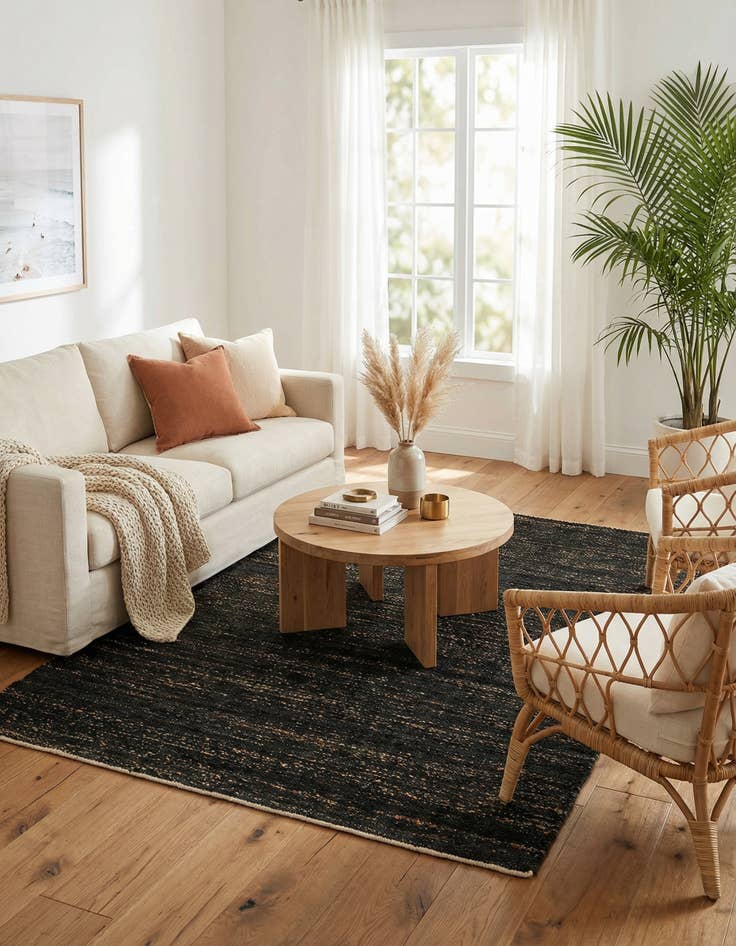 Detail image of 4' 1 x 6' 1  Hand Woven Palm Beach Jute Rug