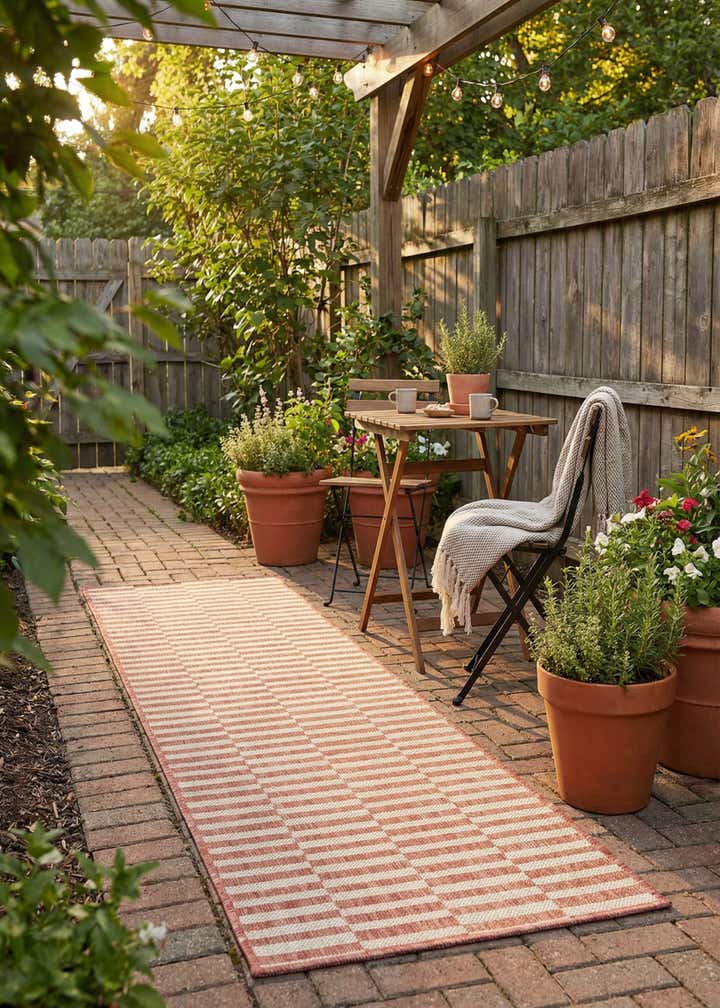 2' x 6' Easy-Clean Striped Indoor / Outdoor Runner Rug