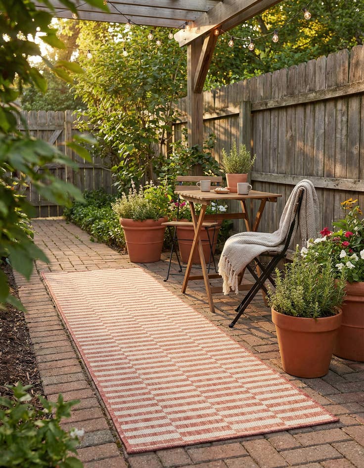 Detail image of 2' x 6' Washable Ribbon Indoor / Outdoor Runner Rug