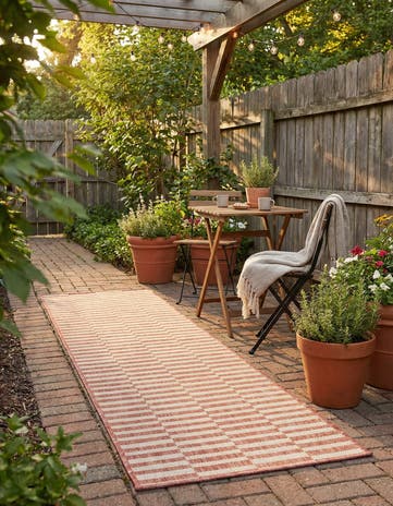 Rust Red Easy-Clean Ribbon Indoor / Outdoor Runner Rug