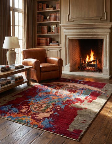5' 1 x 6' 5 Hand Knotted Mamluk Ziegler Rug