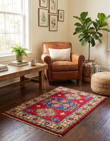 2' x 2' 11 Hand Knotted Kazak Rug