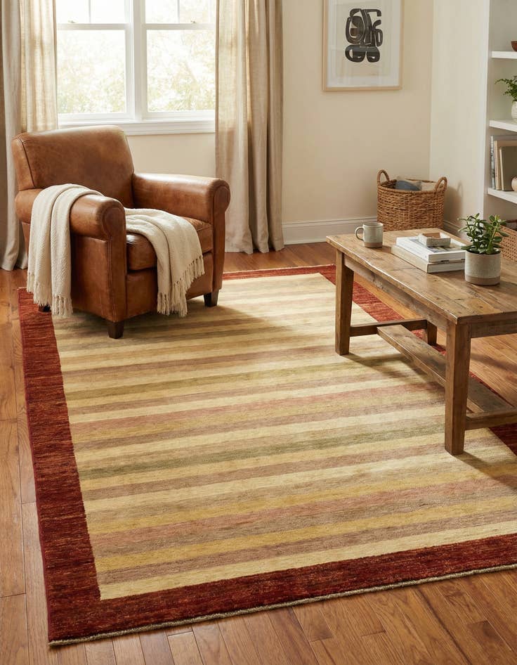 Detail image of 4' 1 x 6' 7 Hand Knotted Modern Ziegler Oriental Rug