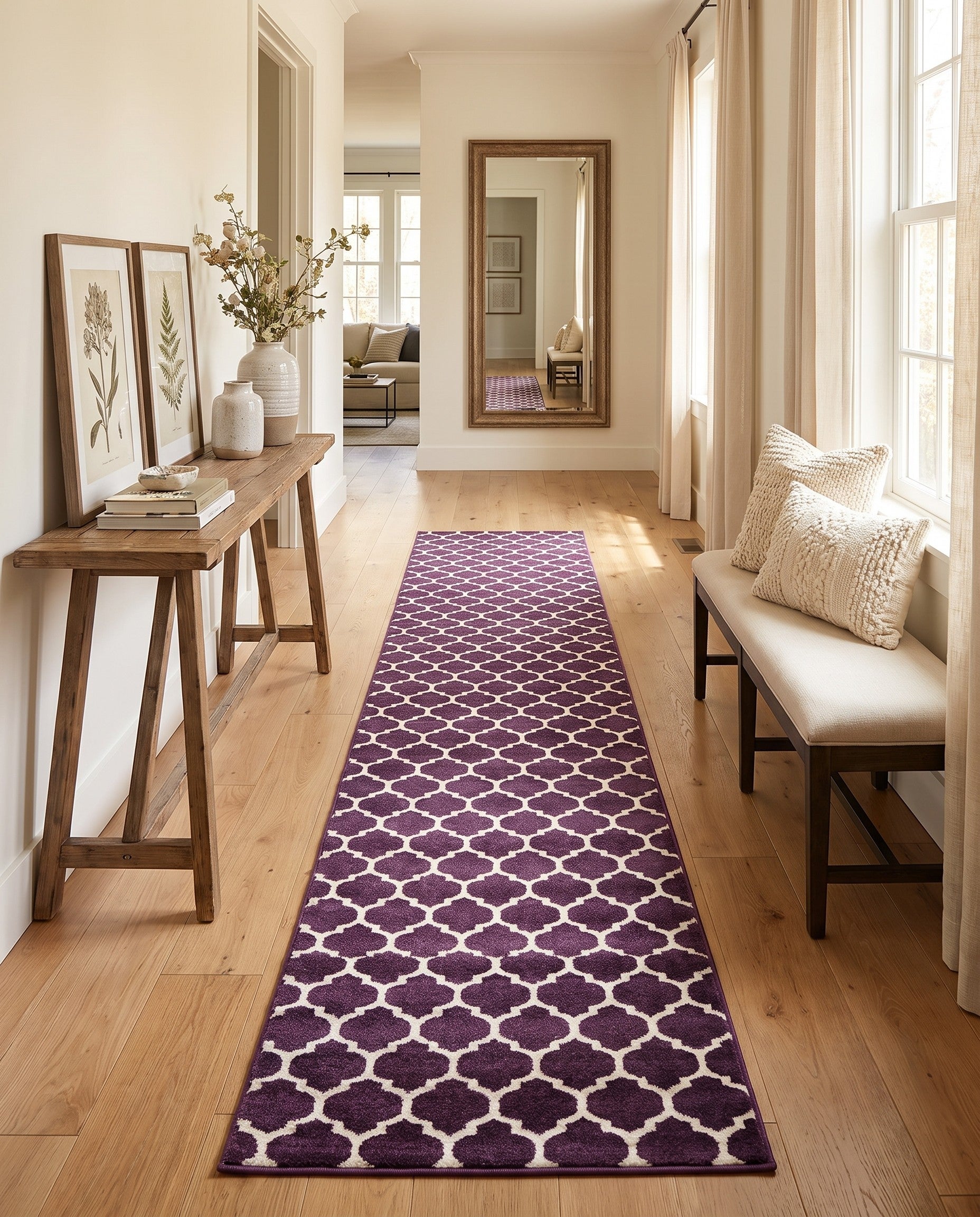 Purple Lattice Runner Rug