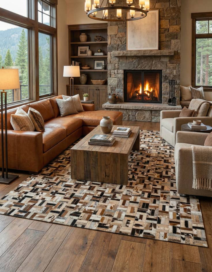 Detail image of 5' 1 x 8' 1 Cowhide - Patchwork Rug