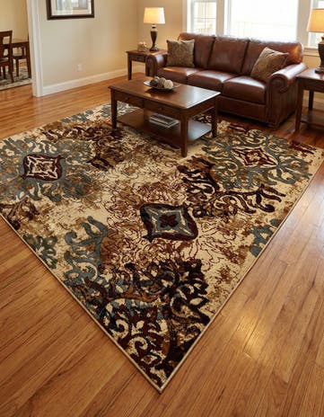 Beige Coffee Shop Square Rug