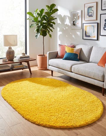 5' 3 x 8' Solid Shag Oval Rug