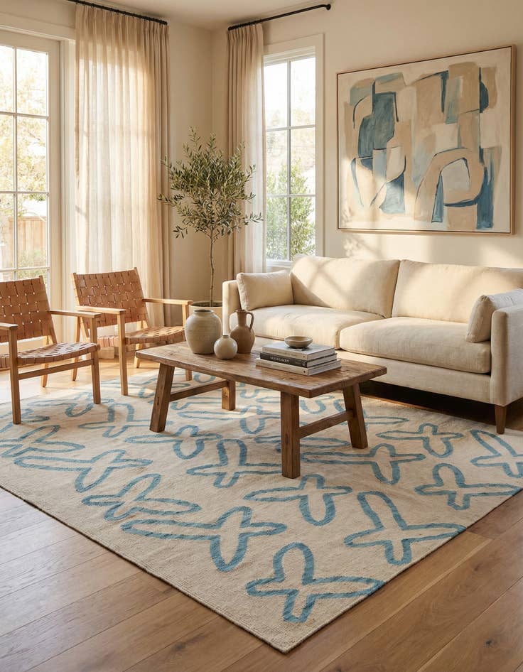 Detail image of 5' 4 x 6' 3 Hand Woven Kilim Modern Wool Square Rug