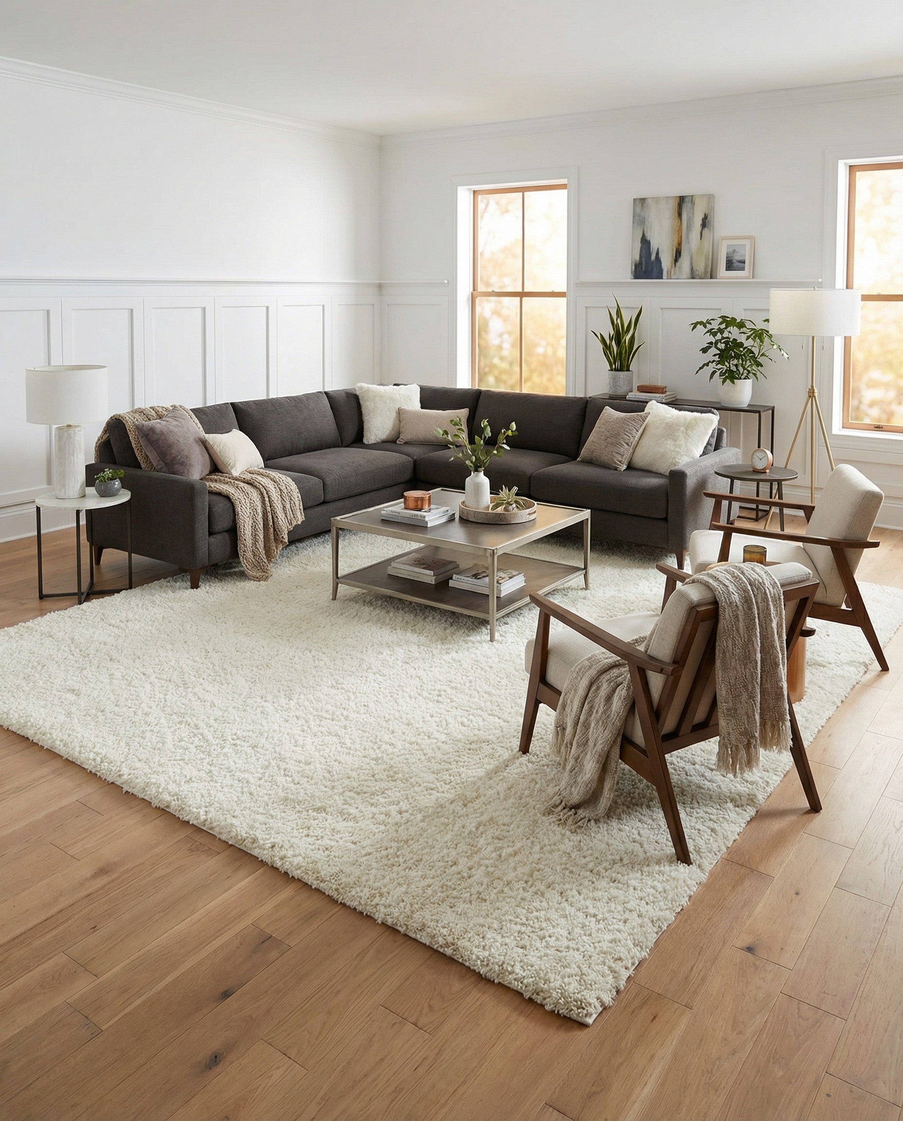 10' x 10' Soft Solid Shag Square Rug